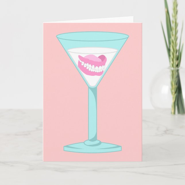 Dentures False Teeth Martini Card (Front)
