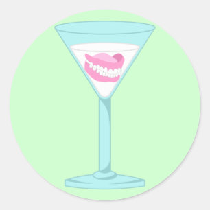 Dentures False Teeth Martini Classic Round Sticker