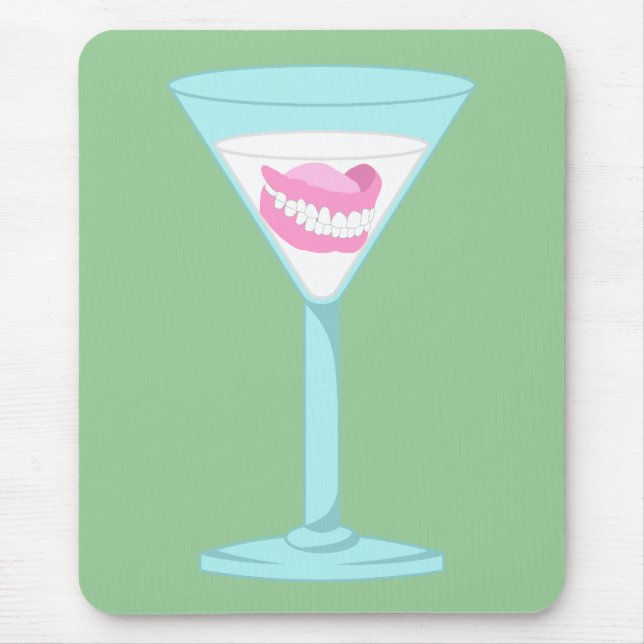 Dentures False Teeth Martini Mouse Pad (Front)