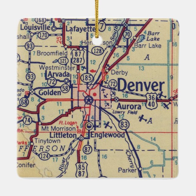 Denver 1948 Vintage Map Ceramic Ornament (Back)