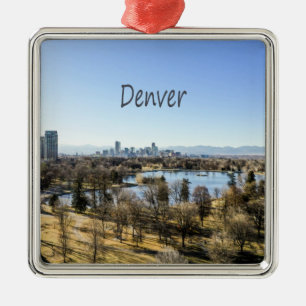 Denver City and Mountains Colorado Metal Ornament