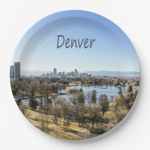 Denver City and Mountains Colorado Paper Plate