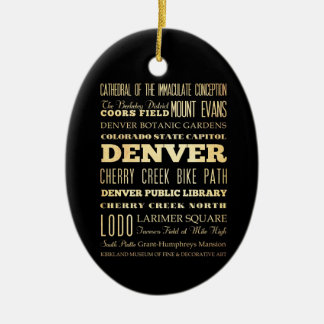 Denver City of Colorado State Typography Art Ceramic Tree Decoration