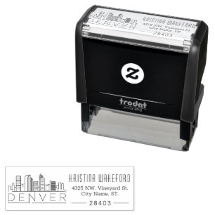 Denver City Skyline Custom Address Self-inking Stamp