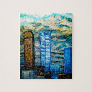 Denver Cityscape Painting, Fine Art Puzzle