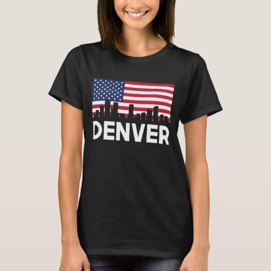 Denver CO American Flag Skyline T-Shirt