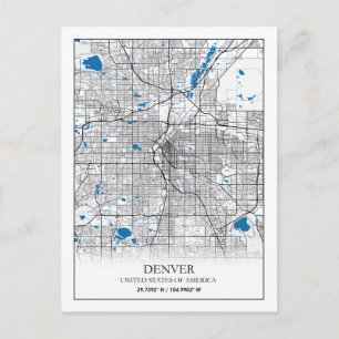 Denver CO Colorado USA Travel City Map Postcard
