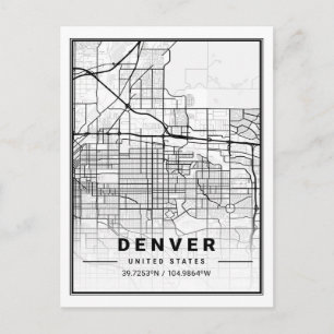 Denver CO Colorado USA Travel City Map Postcard