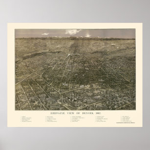 Denver, CO Panoramic Map - 1887 Poster