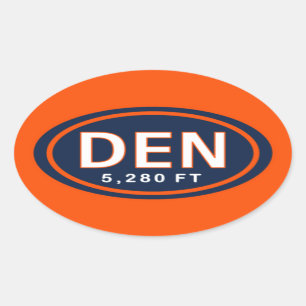 Denver Colorado 5,280 FtBlue & Orange Football Oval Sticker