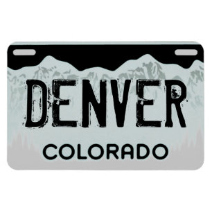 Denver Colorado black license plate magnet
