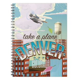 Denver Colorado Cartoon travel poster. Notebook