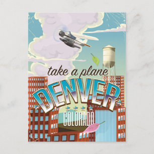 Denver Colorado Cartoon travel poster Postcard