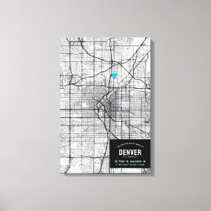 Denver, Colorado City Map + Mark Your Location Canvas Print