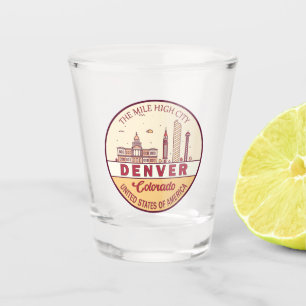 Denver Colorado City Skyline Emblem Shot Glass