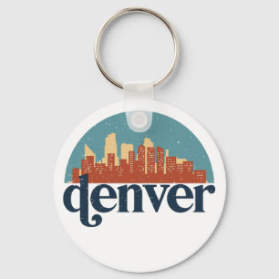 Denver Colorado City Skyline Vintage Cityscape Key Ring