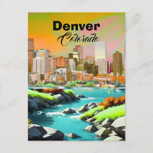 Denver Colorado City Travel Print, Denver Colorado Postcard