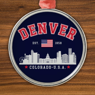 Denver Colorado Cityscape View Metal Ornament