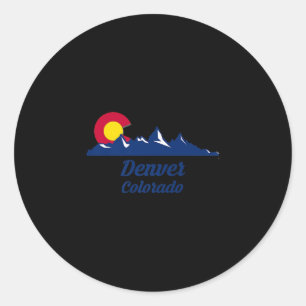 Denver Colorado CO Flag 2021 Road Trip Ski Hiking Classic Round Sticker