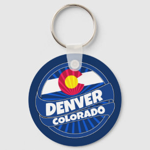 Denver Colorado flag burst keychain