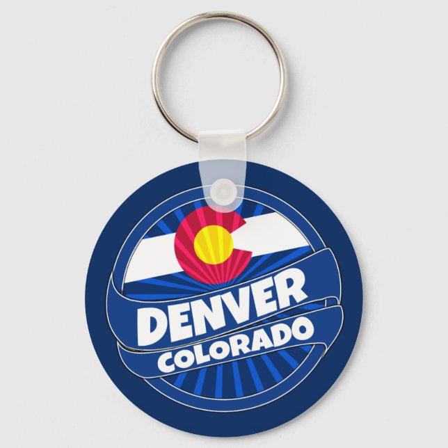 Denver Colorado flag burst keychain (Front)