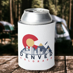 Denver Colorado Flag Camping Hiking Souvenirs 80s Can Cooler