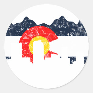 Denver Colorado Flag Classic Round Sticker