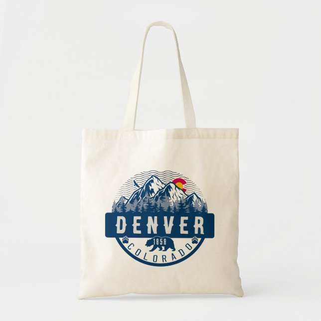 Denver Colorado Flag Mountain City Hiking Skiing Tote Bag (Front)