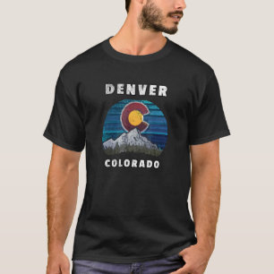 Denver Colorado Flag Mountain Styled T-Shirt