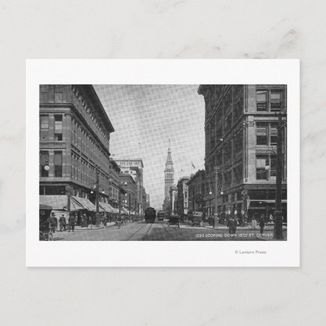 Denver, Colorado - Looking down 16th Street View Postcard (Front)