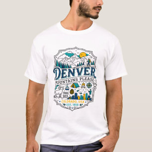 dENVER cOLORADO mOUNTAINS hIKING tRAIL bADGE dESIG T-Shirt