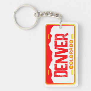 Denver Colorado orange license plate keychain