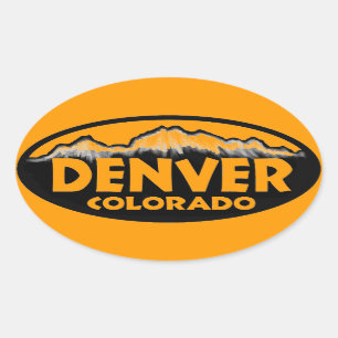 Denver Colorado oval mountains Sticker