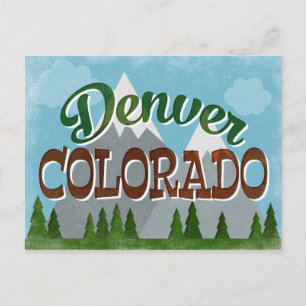 Denver Colorado Postcard Snowy Mountains Fun