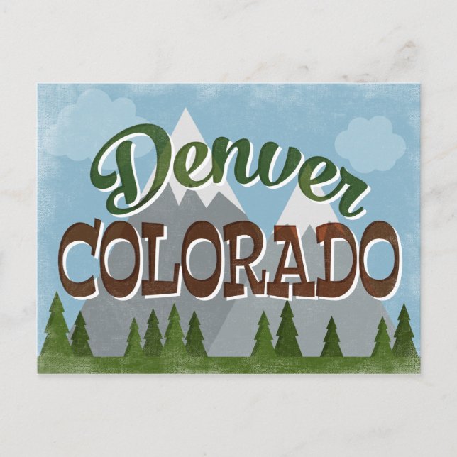 Denver Colorado Postcard Snowy Mountains Fun  (Front)