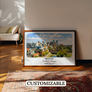 Denver Colorado Poster, Watercolor, Custom Poster
