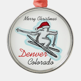 Denver Colorado santa skier hat ornament