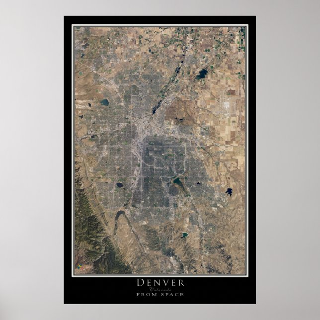 Denver Colorado Satellite Poster Map (Front)