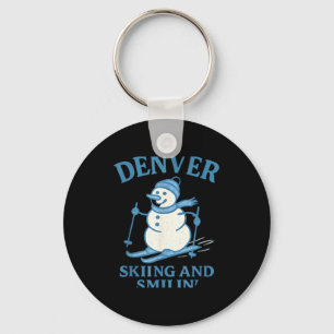 Denver colorado skiing and smilin snowman key ring