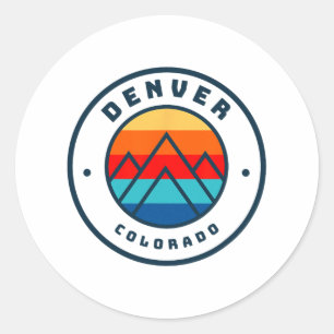 Denver Colorado Skiing Snowboarding Ski Family Tri Classic Round Sticker