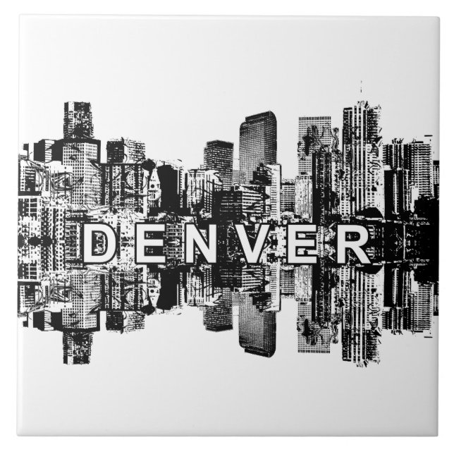 Denver, Colorado skyline Ceramic Tile (Front)