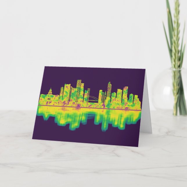 Denver Colorado Skyline Holiday Card (Front)