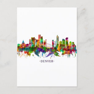 Denver Colorado Skyline Holiday Postcard