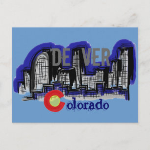 Denver Colorado skyline postcard