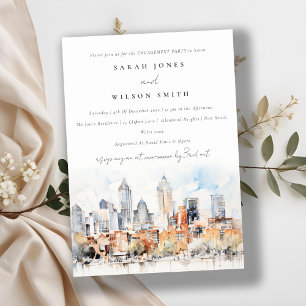 Denver Colorado Skyline Watercolor Engagement Invitation