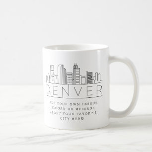Denver, Colorado Stylized Skyline   Custom Slogan Coffee Mug