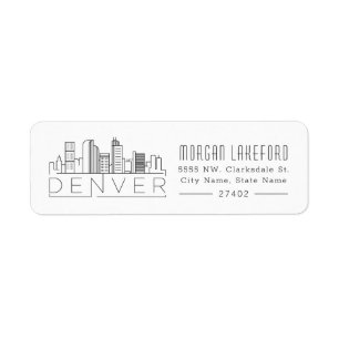 Denver, Colorado Stylized Skyline Return Address Label