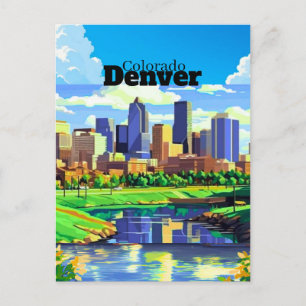 Denver Colorado Travel Postcard Art, Colorado Trav