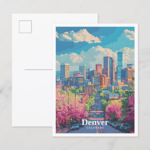 Denver Colorado USA Art Vintage Travel  Postcard