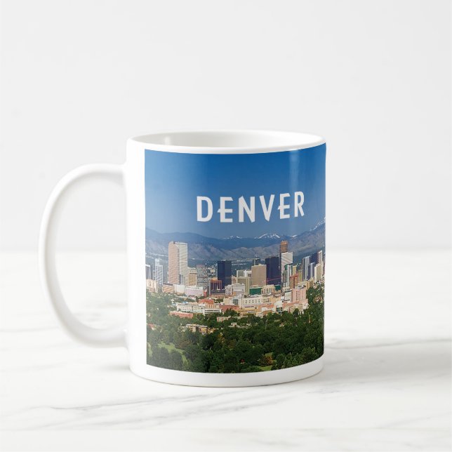Denver Colorado with downtown and mountains Coffee Mug (Left)